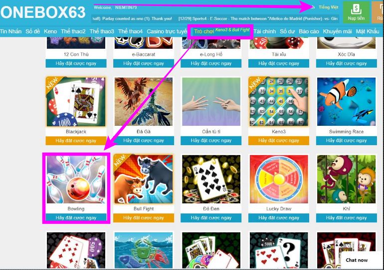 Hướng Dẫn Chơi Game Bowling Tại  Onebox63
