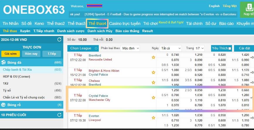 Dự đoán tỷ số Crystal Palace vs Man City