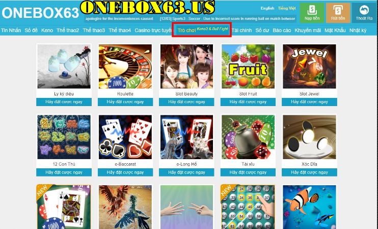 Anh em có thể tham gia những trò chơi thú vị tại Onebox63