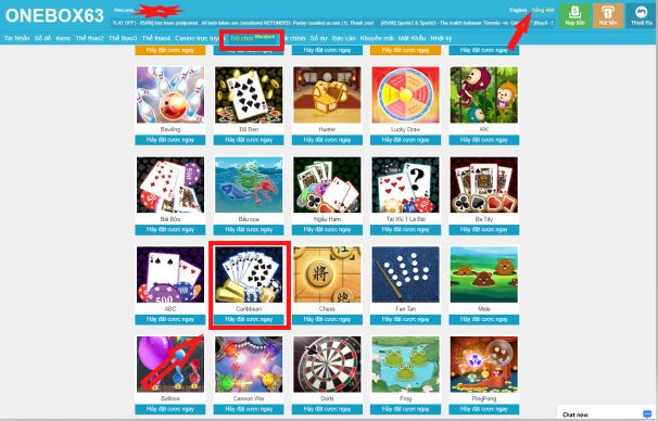 Hướng Dẫn Vào Game Bài Caribbean Onebox63